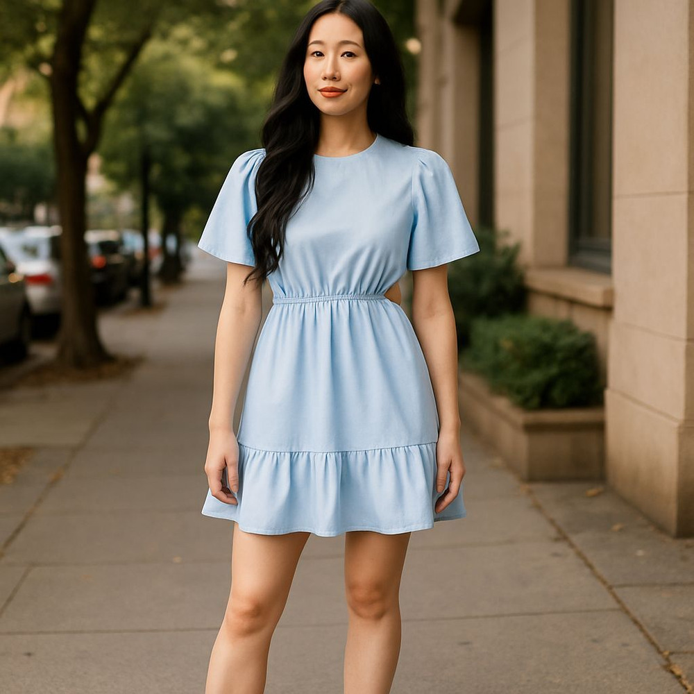 WAYF Puff Sleeve Side Cutout Mini Dress - Picture 5 of 7